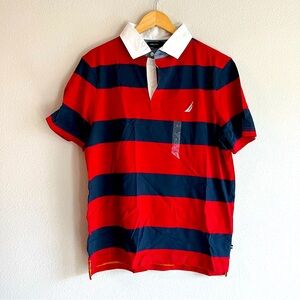 nautical striped short sleeve polo shirt NWT